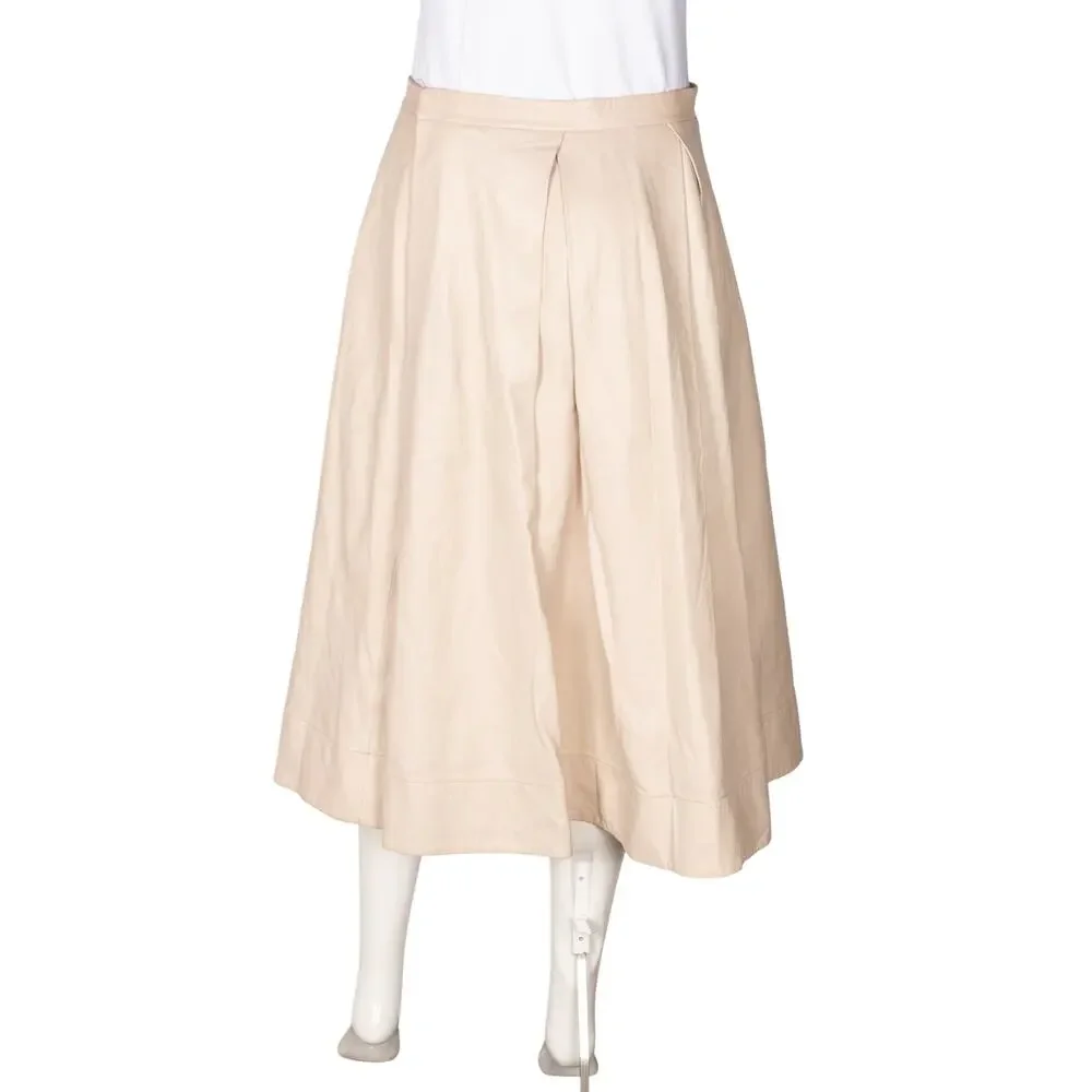 MARNI Beige Pleated Leather Midi Skirt Size M - Picture 2 of 2